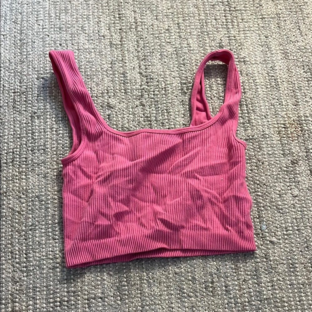 Zara Pink Ribbed Tank Top